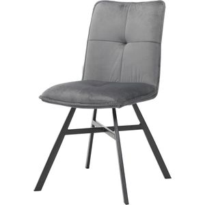 Stoel Gio Grijs - Velours - Set van 4 - Zithoogte 43 cm - Zitdiepte 45 cm