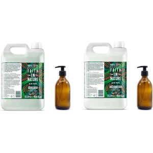 FAITH IN NATURE - Shampoo & Conditioner Aloe Vera Refill - 2 x 5 Liter= 10 liter - nu met 2 Gratis glazen refill flessen 500ml