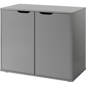 Tweedeurskast Charlie Grijs - MDF - Breedte 85.5 cm - Hoogte 71.8 cm - Diepte 43.3 cm - Met planken - Met openslaande deuren