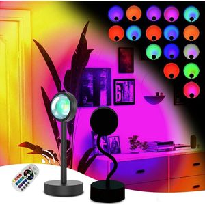 Sunset lamp - 16 kleuren - Projector lamp - Afstandsbediening - remote control - Zonsopgang - zonsondergang - Led Lamp - Sfeer verlichting - Zacht licht - summervibes