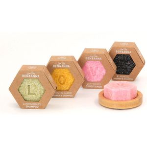 BEN&ANNA - Love Soap 4 Pak + Zeepbakje - lemongrass, Oriantal Magic, Very Berry en Elmswood.