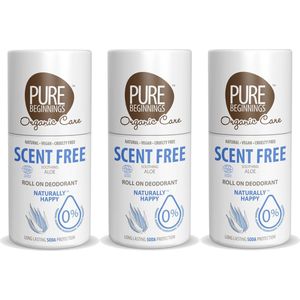 Pure Beginnings - Roll on deodorant - Scent Free - Soothing Aoe - 75ml - 3 Pak