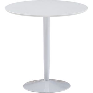 Rootz Ronde Eettafel - Kleine Witte Hoogglans Keukentafel - Moderne Ronde Eettafel voor 2 Personen - Compacte Ontbijttafel - 75x75x74 cm