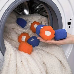 Oranje wasbollen - haar verwijderen wasmachine - Set van 6 - drogerballen wasballen - Spons wasmachine - Kattenharen Hondenharen verwijderen in de wasmachine - Haren stof absorberen tijdens het wassen - Leeuw wasbolletjes oranje zelfdrogend