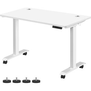 Desk - Elektrisch Hoogte Verstelbaar Bureau - Elektrische Tafel - Spaanplaat - Staal - Wit - 60 x 120 x (71-117) cm (D x B x H)