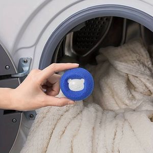 Blauwe wasbollen haar verwijderen wasmachine - Set van 4 - drogerballen wasballen - Spons wasmachine - Kattenharen Hondenharen verwijderen in de wasmachine - Haren stof absorberen tijdens het wassen - Beer bolletjes blauw zelfdrogend