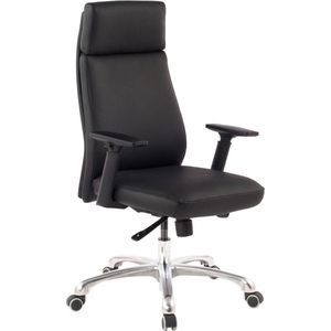 Rootz Echt Lederen Bureaustoel - Zwart Ergonomisch met Hoofdsteun - Executive Design - Kantelfunctie - Draaistoel met Armleuningen - X-XL 120kg