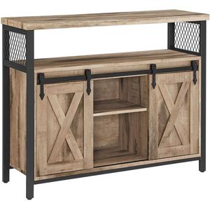 Rootz Dressoir - Schuifdeur Dressoir - Moderne Dressoirkast - Ruimtebesparende Meubels - Eetkamer - Woonkamer - Naturel Zwart - 3 x 100 x 80 cm