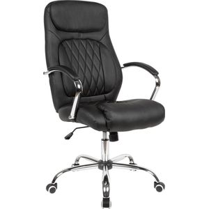 Rootz Bureaustoel - Zwart Kunstleer - Bureaudraaistoel - Tot 120 kg - In hoogte verstelbaar ontwerp - Fauteuil met armleuningen en lage rugleuning