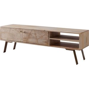 Rootz TV-dressoir - Mangohout - Massief Hout Landelijke Stijl - Onderkast met 2 Deurs - 145x47x35cm