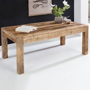 Rootz Tafel - Massief Hout - Natuurlijk Mangohout - Rustieke Koffietafel in Landelijke Stijl - Massief Houten Woonkamertafel - 110 x 60 x 47 cm