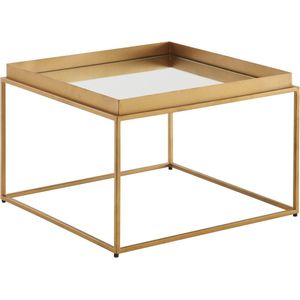 RootzCoffee Table - Vierkant Gespiegeld - Glas & Metaal - Goud - Modern Design - Kleine Bijzettafel - 60x60x41 cm