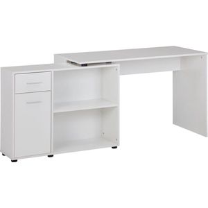 Rootz Hoekbureau met Plank - Wit Design - Modern bureau voor studeerkamer en thuiskantoor - 120x75,5x106,5cm