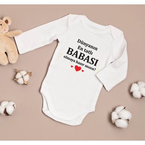 Babyromper - Bekendmaking zwangerschap - Kraamcadeau - Baby aankondiging - Geboorte cadeau - Maat 80 lange mouwen