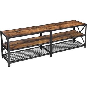 Rootz Tv Lowboard - Tv Lowboard Voor Televisies - Tv Stand - Tv Kast - Tv Opberger - Tv Meubel - Tv Bank - Tv Plank - Bruin-zwart - 140 x 39,2 x 50 cm (L x B x H)