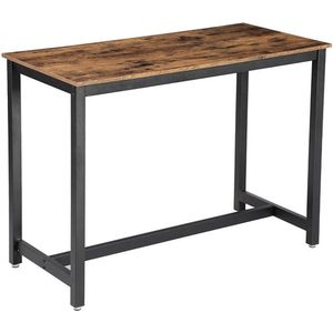 Bartafel - Bistrotafel - Houten Bartafel - Keukentafel - Indoor Bartafel - Spaanplaat/Ijzer - Donkerbruin/Vintage - 120 x 60 x 90 cm (L x B x H)