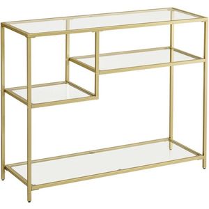 Rootz Console Tafel - Moderne Glazen Console Tafel - Metalen Frame Console Tafel - Industriële Stijl - Goud - 35 x 100 x 80 cm (D x B x H)