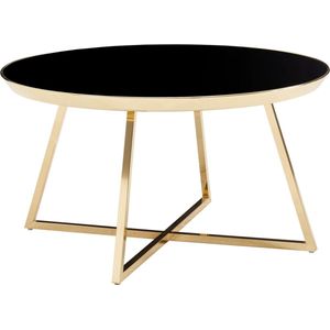 Rootz Salontafel van spiegelglas - Rond met metalen frame - Moderne woonkamertafel - Grote bijzettafel - 76x76x41 cm