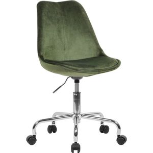 Rootz Bureaustoel - Groen Fluweel - Design Draaistoel met Rugleuning - Werkstoel - Kuipstoel met Wielen - Max. Belasting 110kg