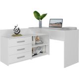 Hoekbureau wit met lades