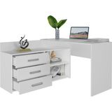 Hoekbureau wit met lades