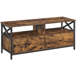 TV-standaard - Mediaconsole - Moderne TV-standaard - Hoek Tv-standaard - TV-tafel - Spaanplaat/Staal - Vintage Bruin-Zwart - 120 x 40 x 50 cm