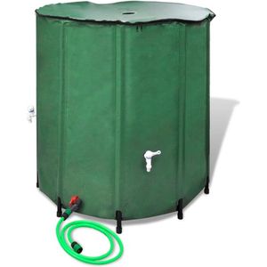 Opvouwbare watertank 250 liter inclusief tuinslang| Regenwater opslaan voor later gebruik – voor wassen | UV- bestendig – corrosiebestendig | Met netfilter – dekzeil – kraan met filter – overloopventiel - overloopslang | Regenton inklapbaar – Wat