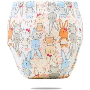 Oefenbroekje zindelijkheidstraining 12 tot 20 kg - wit/roze met konijntjes - maat 110- oefenbroekje konijnen - uitwasbaar broekje - oefen met zindelijk worden - 100% organisch katoen - lichtgewicht broekje om te oefenen met zindelijk worden