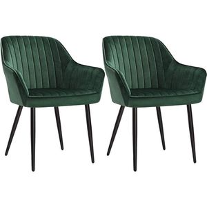 Rootz Eetkamerstoelen - Stoel - Set Van 2 Stoelen - Bureaustoelen - Groen-Zwart - 62,5 x 60 x 85 cm