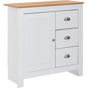 Rootz Dressoir met 3 Laden - Modern Design Hoog Dressoir met Deur - Woonkamer Ladekast - Wit Eiken - 79x81x35 cm