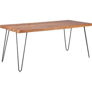 Rootz eettafel massief hout Acacia 180 cm eettafel houten tafel Metalen poten keukentafel Landhaus donkerbruin