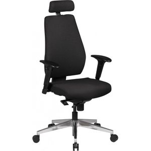 Rootz bureaustoel - zwarte stof - moderne directiestoel - draaistoel met synchroonmechanisme - werkstoel met hoofdsteun (120kg) - in hoogte verstelbare bureaufauteuil met schommelfunctie