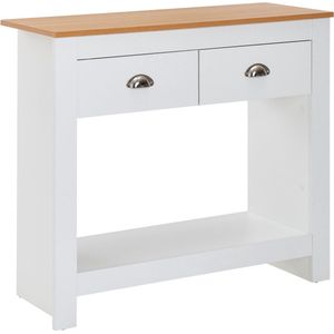 Rootz Consoletafel - Modern smal design dressoir - archieftafel in de gang met lades en opbergruimte - hoge haltafel - wit eiken - 85x35x76 cm