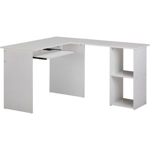 Rootz Bureau - Wit Design - Studeerkamer en thuiskantoortafel met plank - 140x75,5x120cm