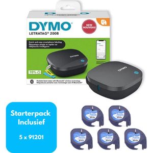 Dymo 200B - LetraTag - Labelprinter - Starterpack - Inclusief 5x 91201 zwart/wit Lettertape (Huismerk)