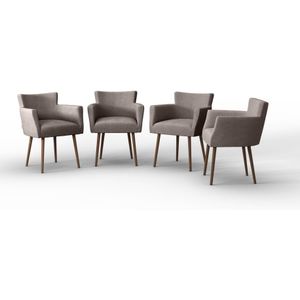 NADUVI Collection Set van 4 eetkamerstoelen Billie linnen
