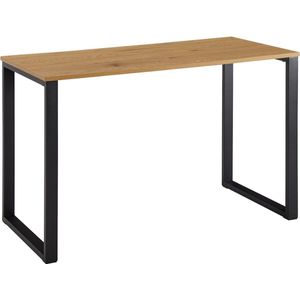 Bureau - Design Computertafel - Kleine Thuiskantoortafel - Studeerkamer Laptoptafel met Metalen Poten - Eiken Decor - Zwart - 120x60x76 cm