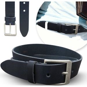 Donker Blauwe Leren Riem Heren – Riemmaat 85 - Totale riemlengte 100 CM - Echt Leer - Lederen Riemen Donker Blauw – Broekriem voor Jeans – 4cm Breed – Nikkelvrij – Mannen