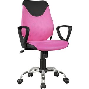 Draaistoel - Kinderbureau - Zwart & Roze - Rugleuning - Ergonomisch & In Hoogte Verstelbaar