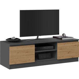 Tv meubel antraciet met eiken kleur 120 cm