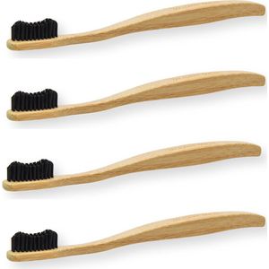 Bamboe Tandenborstel - 4 stuks | Zwart | Duurzaam | Zero-waste