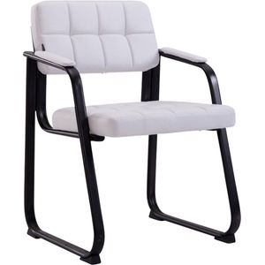Stoel - Wit - Met armleuning en rugleuning - Vergaderstoel - Bezoekersstoel - Zithoogte 49cm