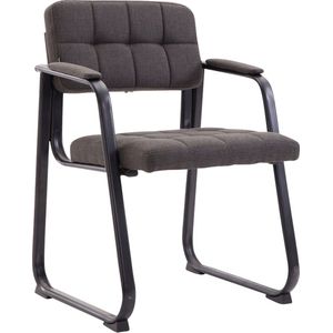 Stoel - Grijs - Stof - Met armleuning en rugleuning - Vergaderstoel - Bezoekersstoel - Zithoogte 49cm