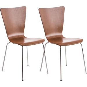 Bezoekersstoel Nora - Houten stoel bruin - Set van 2 - Met rugleuning - Vergaderstoel - Zithoogte 45cm