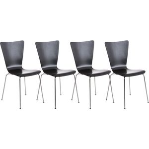 Bezoekersstoel Diera - Zwart - Houten stoel - Set van 4 - Met rugleuning - Vergaderstoel - Zithoogte 45cm