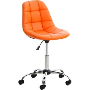 Werkkruk Rufino - Oranje - Voor volwassenen - Op wieltjes - Kunstleer - Ergonomische bureaustoel - In hoogte verstelbaar