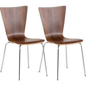 bezoekersstoelen Lenard - Donkerbruin - hout - stapelbaar - Set van 2 - Zithoogte 45 cm - modern design