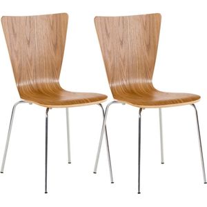 bezoekersstoelen Lenard - Bruin - hout - stapelbaar - Set van 2 - Zithoogte 45 cm - modern design