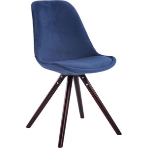 Bezoekersstoel Iona - Eetkamerstoel - Blauw velours - Bruine poten - Set van 1 - Zithoogte 48 cm - Deluxe