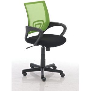 Luxe bureaustoel Viviano - Zwart/Groen - Op wielen - 100% polyester - Ergonomische bureaustoel - In hoogte verstelbaar - Voor volwassenen